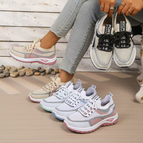 Women's Breathable Walking Shoes with Flexible Upper Soft Sole and Wide Toe Box