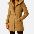 Women's Quilted Puffer Jacket in Satin Finish Polyester with Zip Closure and Pockets