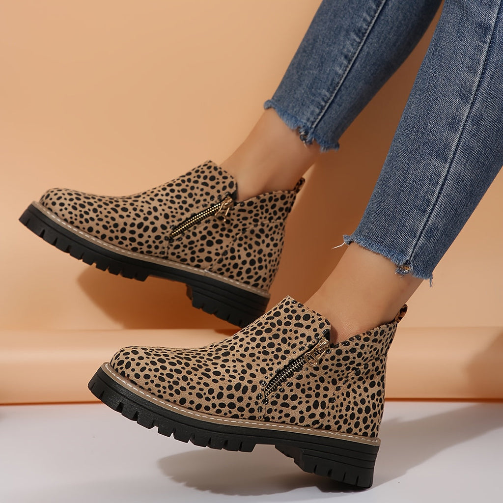 Women's Ankle Boots with Non Slip Outsole Cushioned Insole and Easy Side Zipper