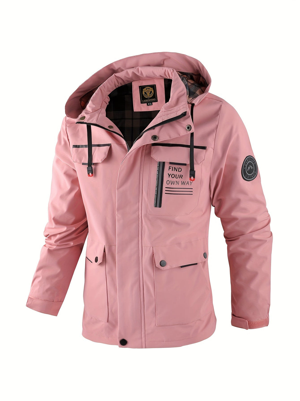 Men's Waterproof Windbreaker Jacket with Adjustable Hood and Breathable Lining