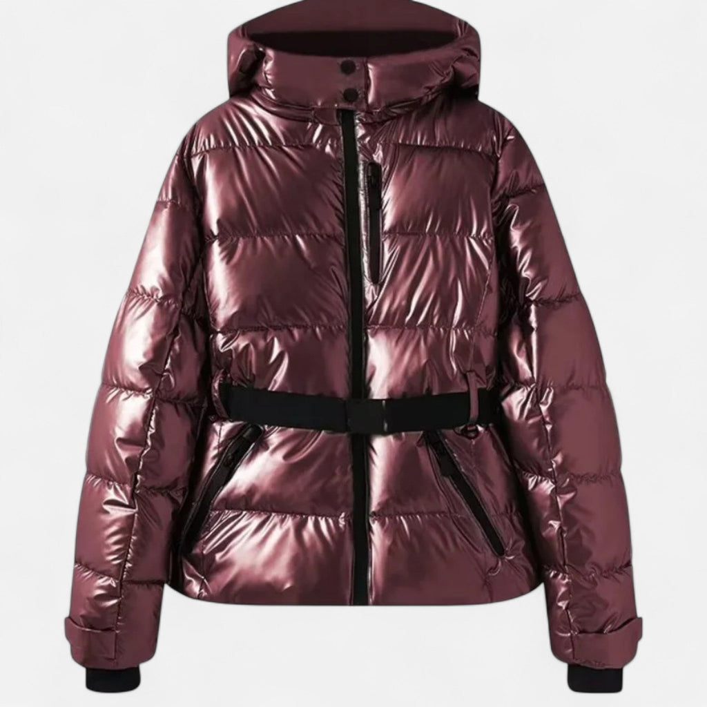 Women's Slim Fit Hooded Ski Jacket in Water Repellent Polyester with Synthetic Fill