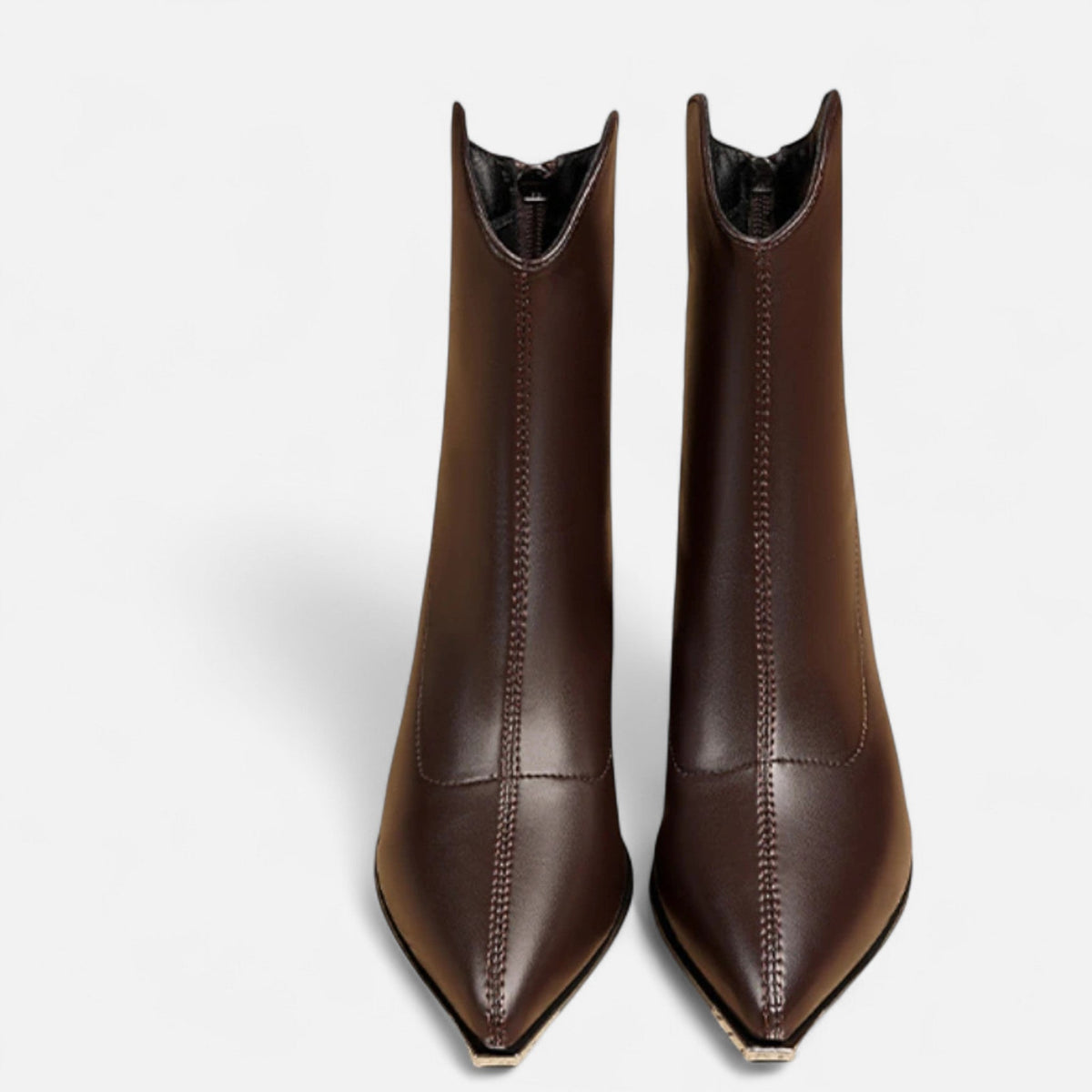 Women's Vegan Leather Chelsea Ankle Boots with Pointed Toe High Heel and Zip Closure