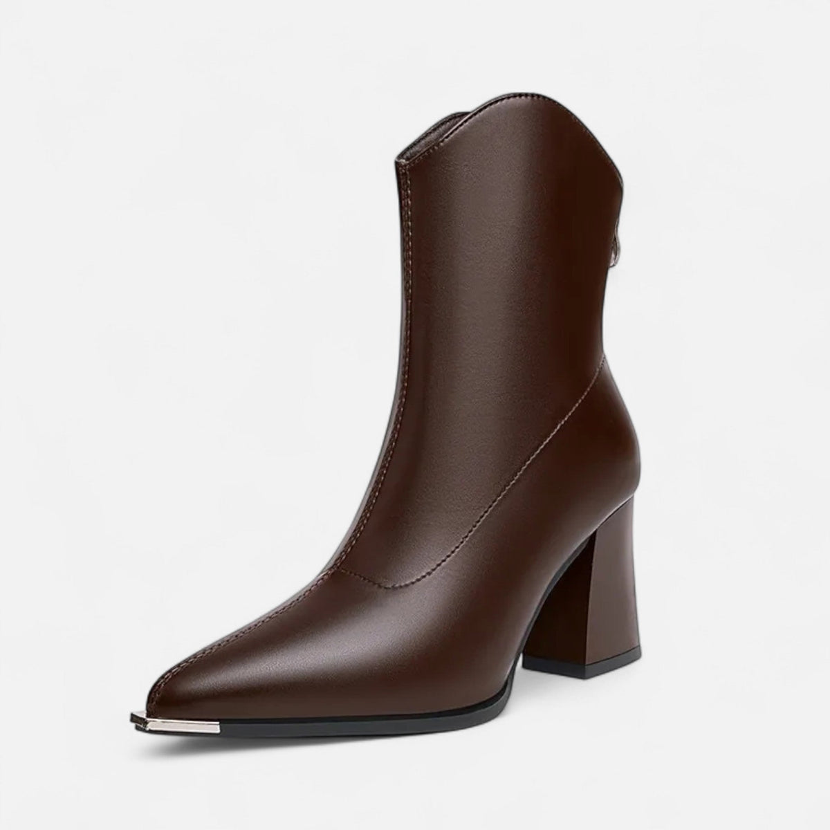 Women's Vegan Leather Chelsea Ankle Boots with Pointed Toe High Heel and Zip Closure