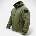 Men's Tactical Softshell Jacket with Fleece Lining Adjustable Hood and Zip Pockets