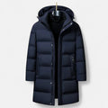 Men's Water Repellent Insulated Parka with Quilted Hood Concealed Zip and Pockets