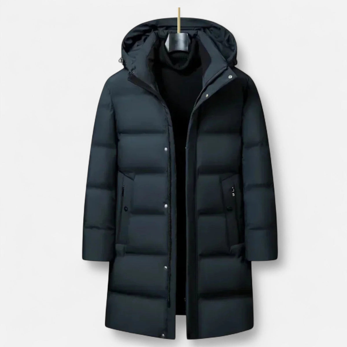 Men's Water Repellent Insulated Parka with Quilted Hood Concealed Zip and Pockets