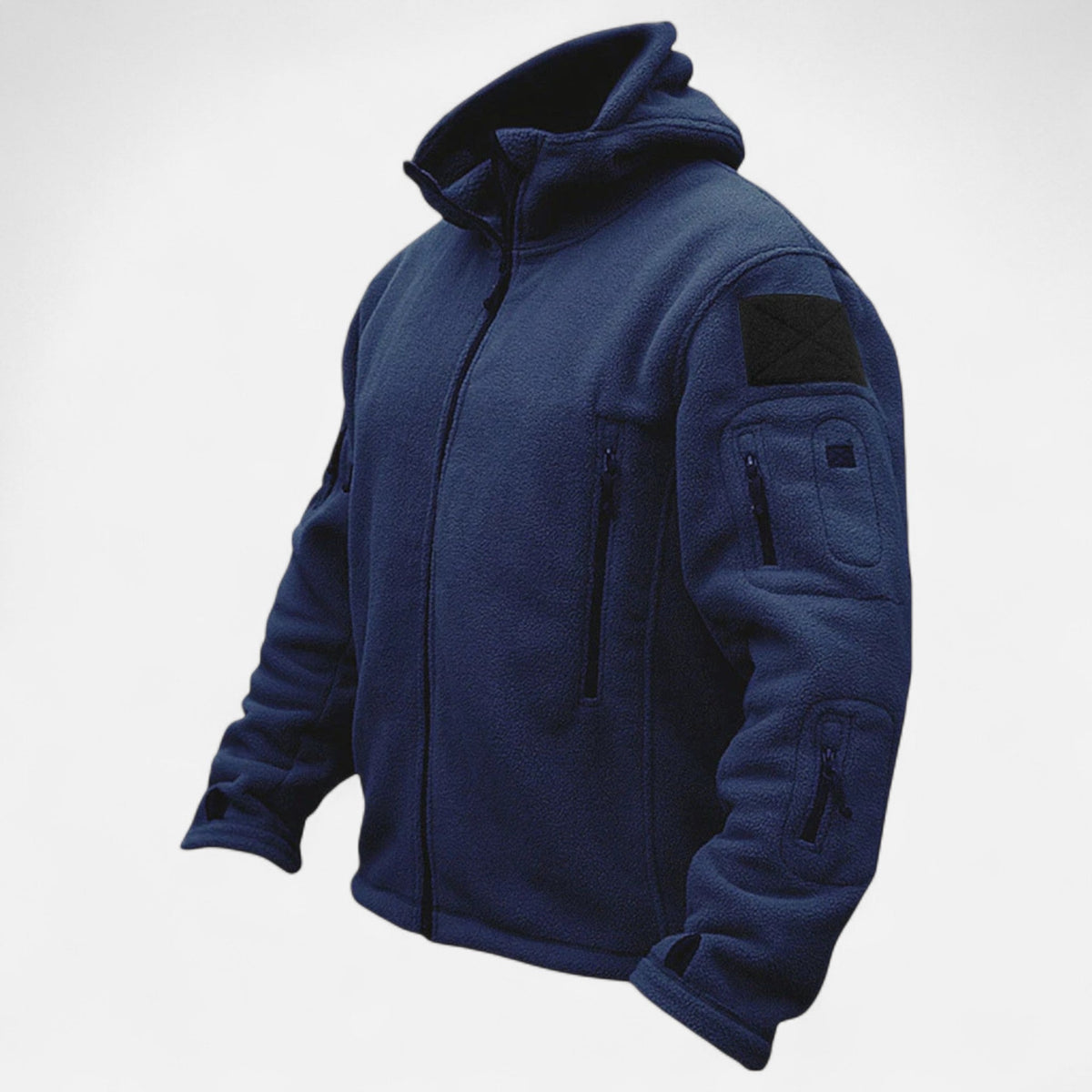 Men's Tactical Softshell Jacket with Fleece Lining Adjustable Hood and Zip Pockets