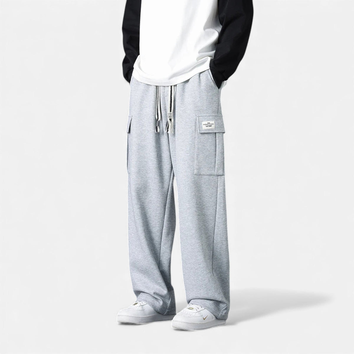 Men's Cargo Jogger Pants with Elastic Drawstring Waist in Loose Fit Cotton Blend
