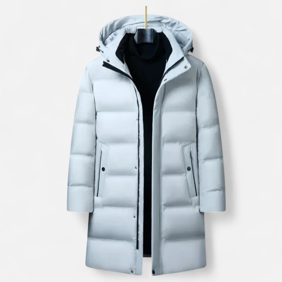 Men's Water Repellent Insulated Parka with Quilted Hood Concealed Zip and Pockets