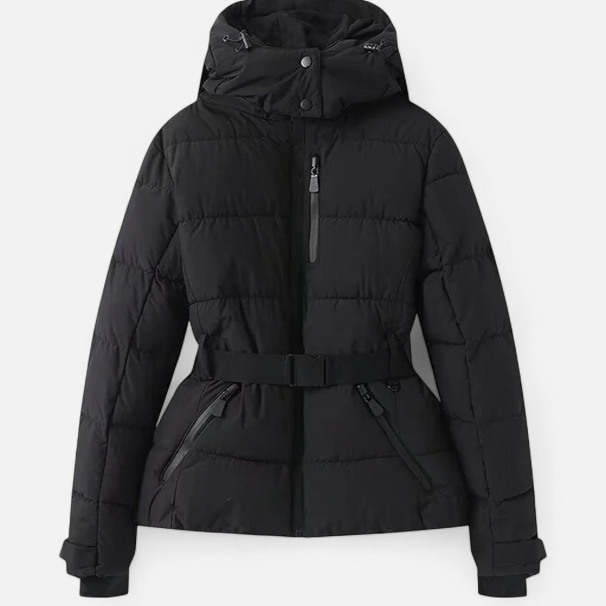 Women's Fitted Ski Jacket with Hood and Insulated Water Repellent Polyester Shell