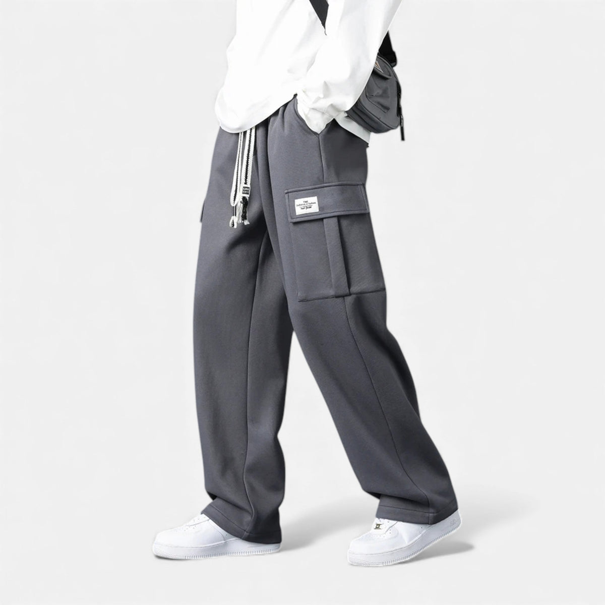 Men's Cargo Jogger Pants with Elastic Drawstring Waist in Loose Fit Cotton Blend