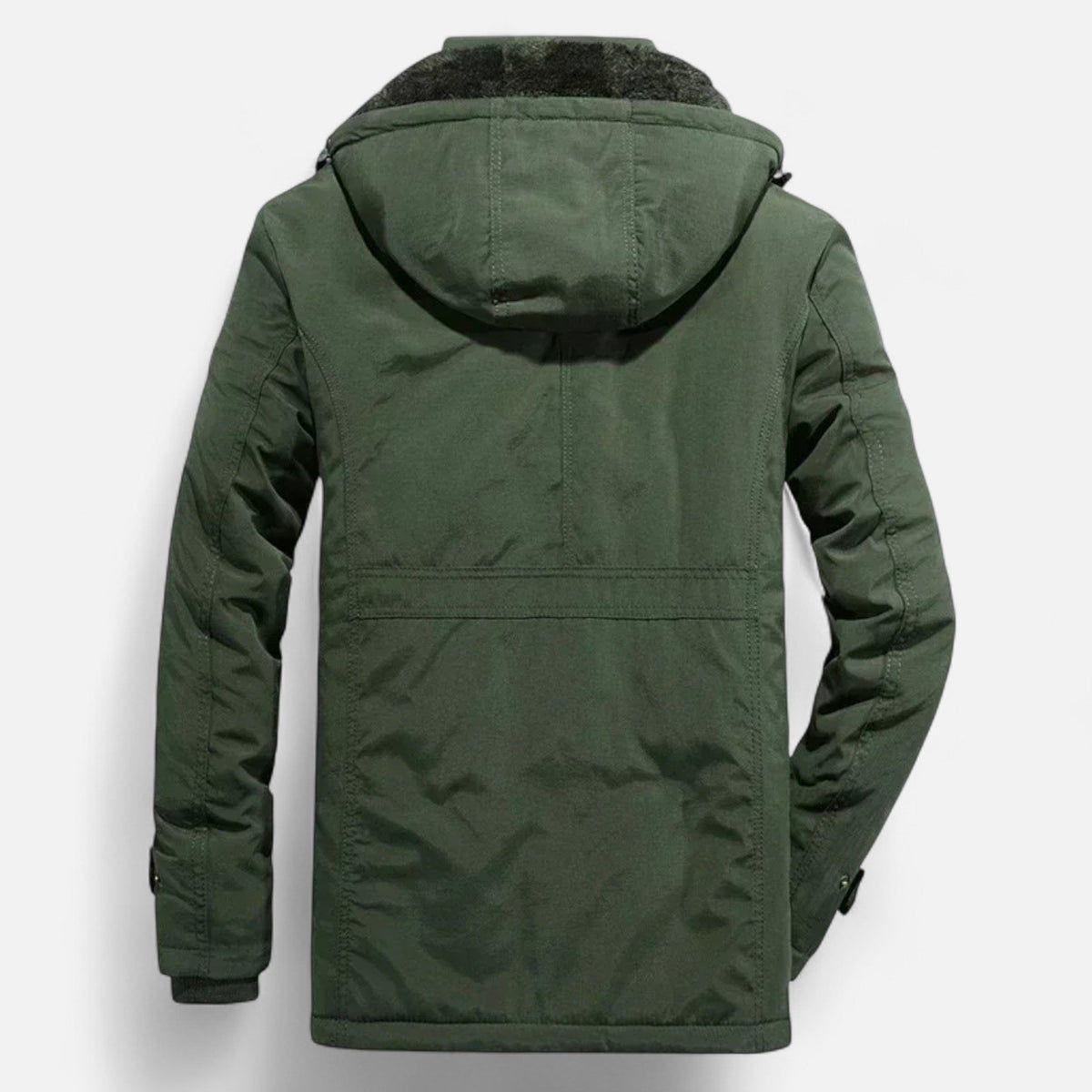 Men's Long Hooded Parka with Fleece Lining Water Repellent Windproof Polyester Shell