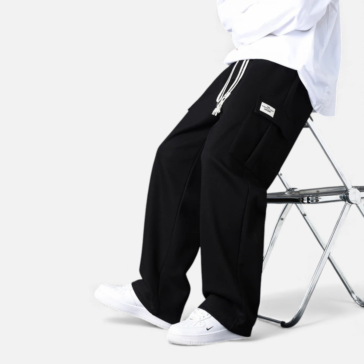 Men's Cargo Jogger Pants with Elastic Drawstring Waist in Loose Fit Cotton Blend