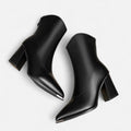 Women's Vegan Leather Chelsea Ankle Boots with Pointed Toe High Heel and Zip Closure