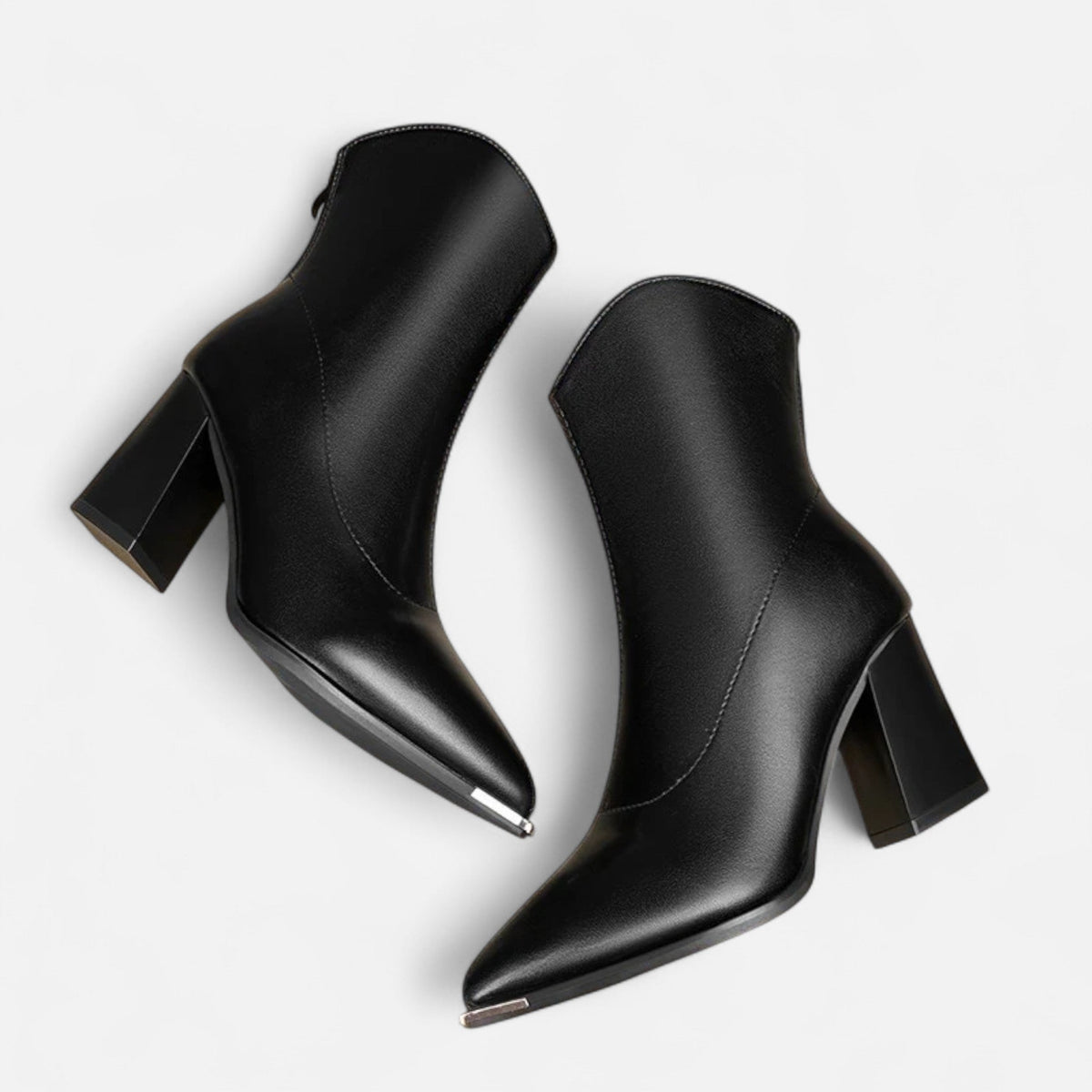 Women's Vegan Leather Chelsea Ankle Boots with Pointed Toe High Heel and Zip Closure