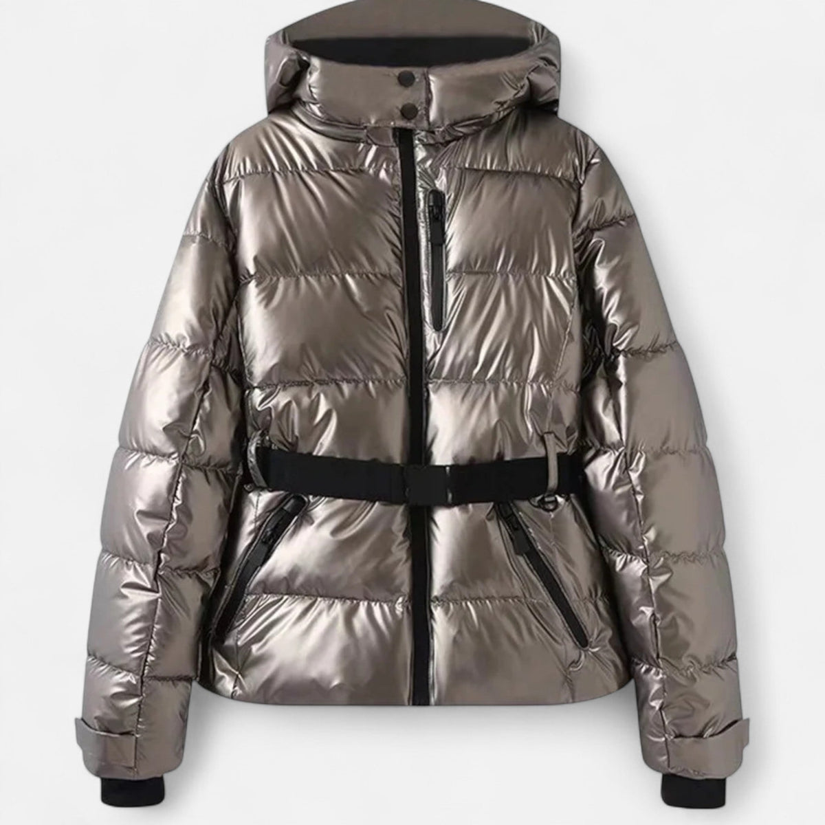 Women's Fitted Ski Jacket with Hood and Insulated Water Repellent Polyester Shell
