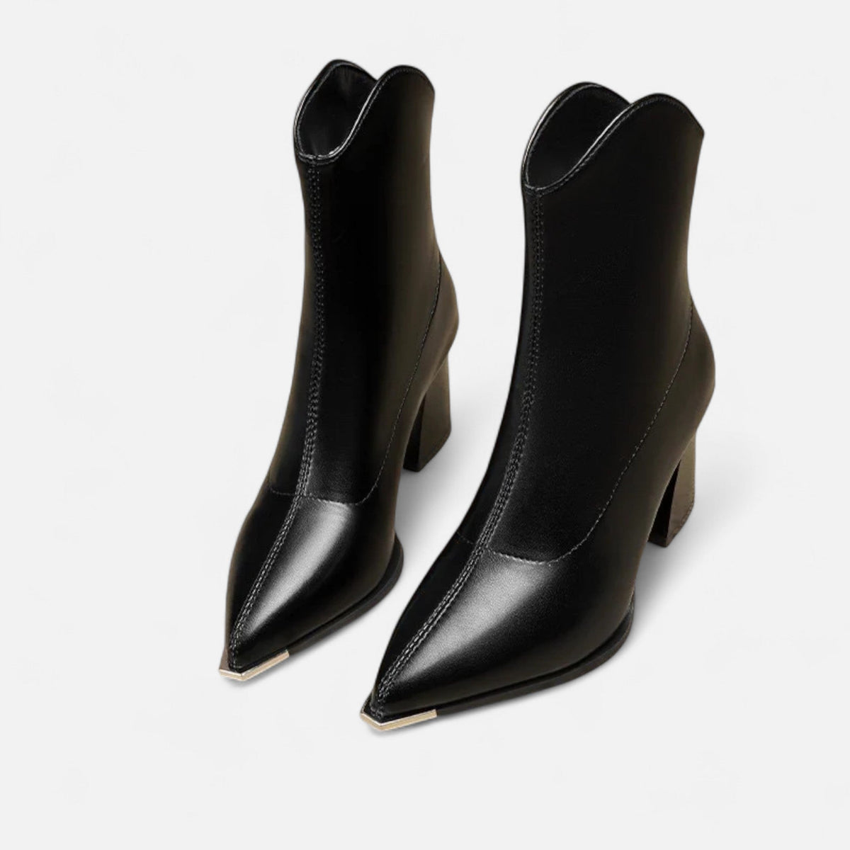 Women's Vegan Leather Chelsea Ankle Boots with Pointed Toe High Heel and Zip Closure