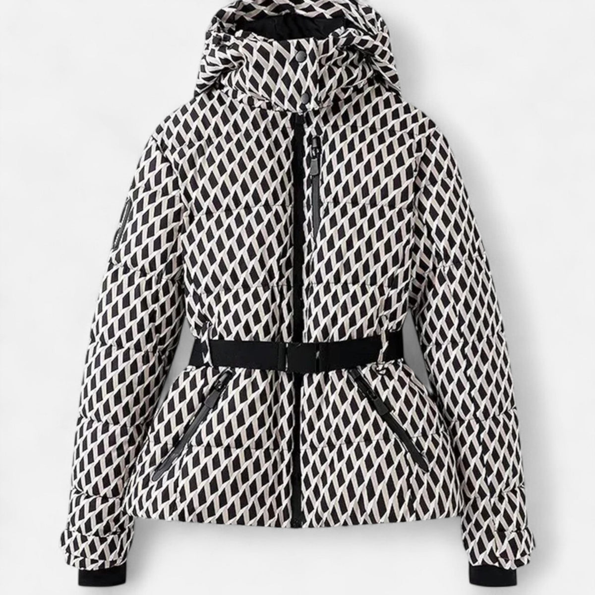 Women's Slim Fit Hooded Ski Jacket in Water Repellent Polyester with Synthetic Fill