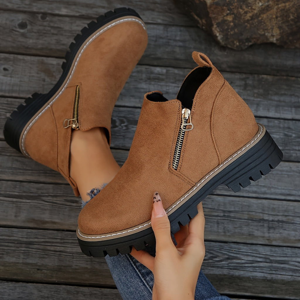 Women's Ankle Boots with Non Slip Outsole Cushioned Insole and Easy Side Zipper
