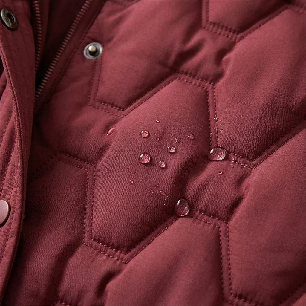 Women's Longline Hooded Down Coat with Waterproof Windproof Shell and Pockets