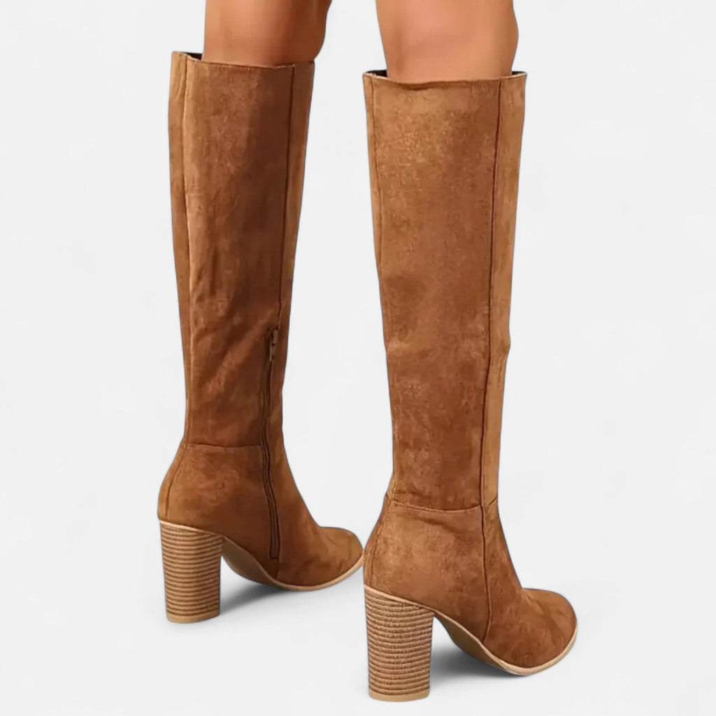 Women's Genuine Leather Tall Riding Boots with Slim Structured Shaft for Daily Wear