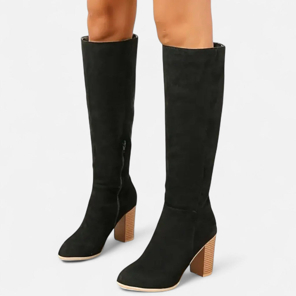 Women's Genuine Leather Tall Riding Boots with Slim Structured Shaft for Daily Wear