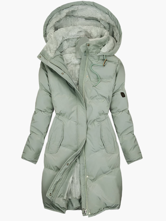 Women's Long Parka Coat with Faux Fur Hood and Soft Warm Lining for Everyday Wear