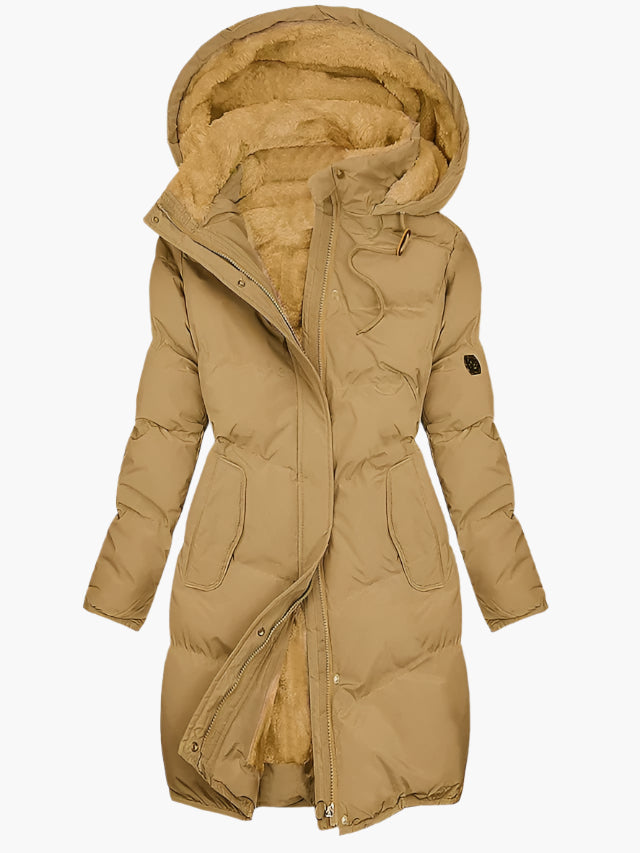 Women's Long Parka Coat with Faux Fur Hood and Soft Warm Lining for Everyday Wear