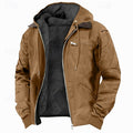 Men's Fleece Lined Hooded Jacket with Full Zip Closure and Pockets for Casual Wear