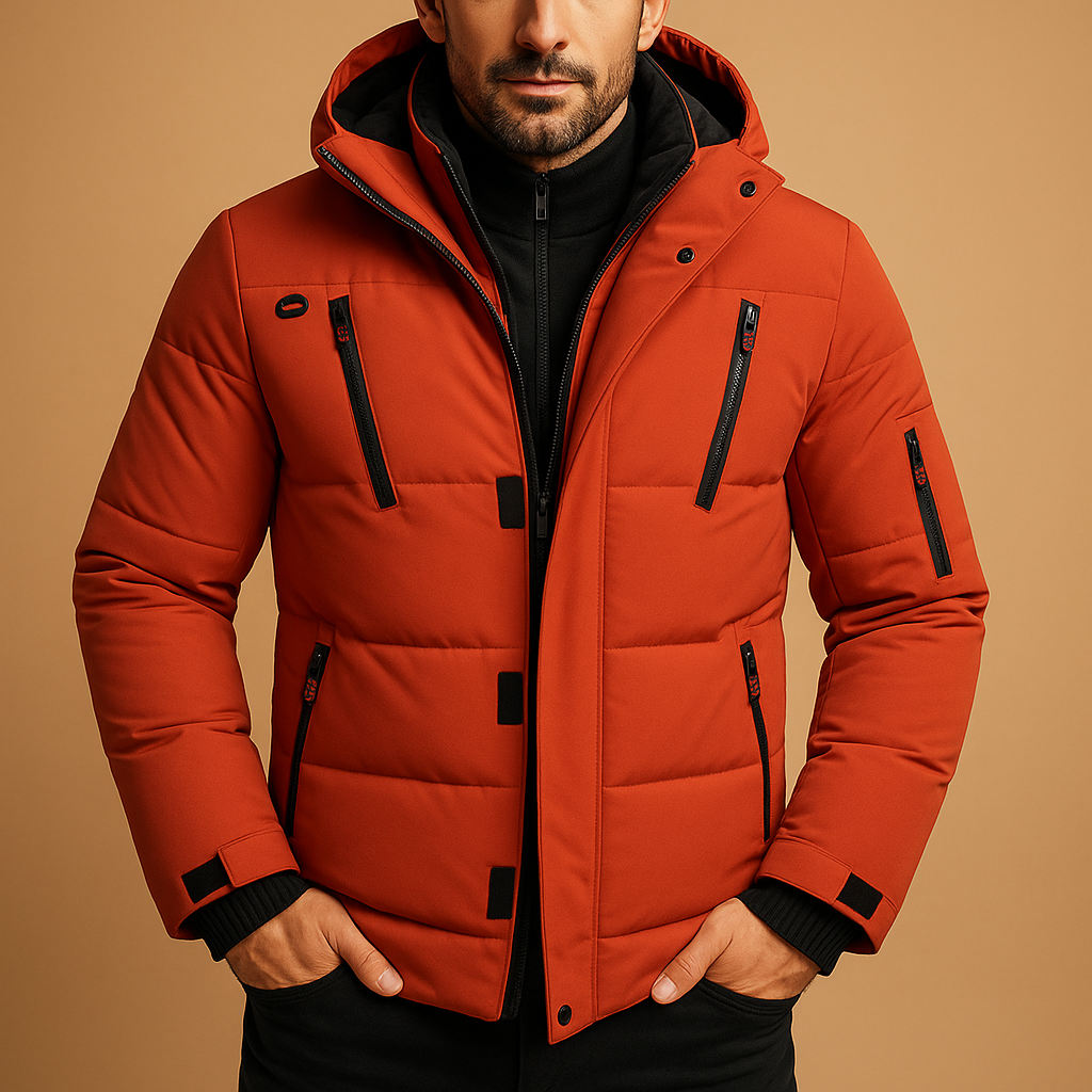 Men's Thick Padded Jacket with Windproof Zip Closure and Durable Shell for Daily Wear