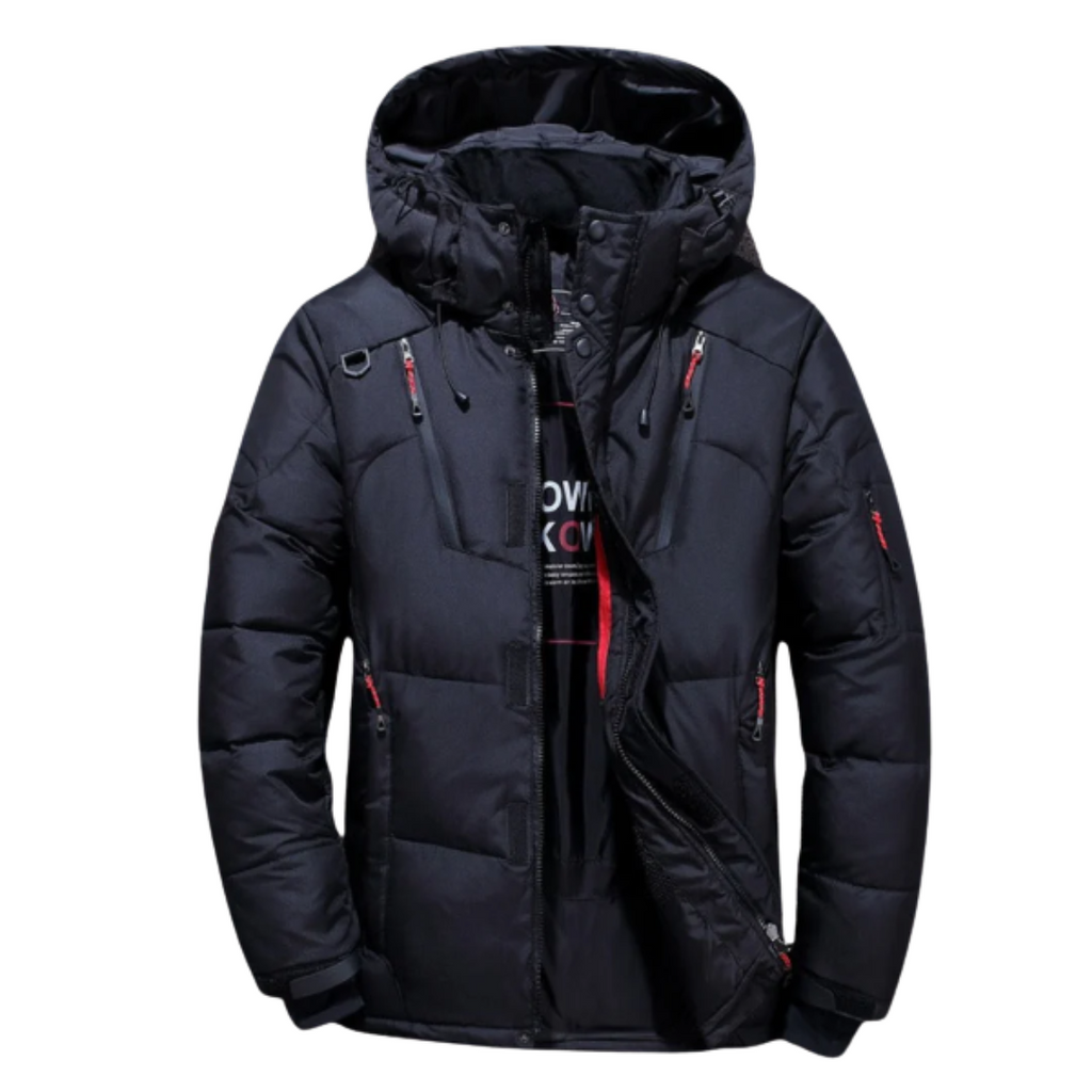Men's Goose Down Puffer Jacket with Water Repellent Windproof Shell and Regular Fit