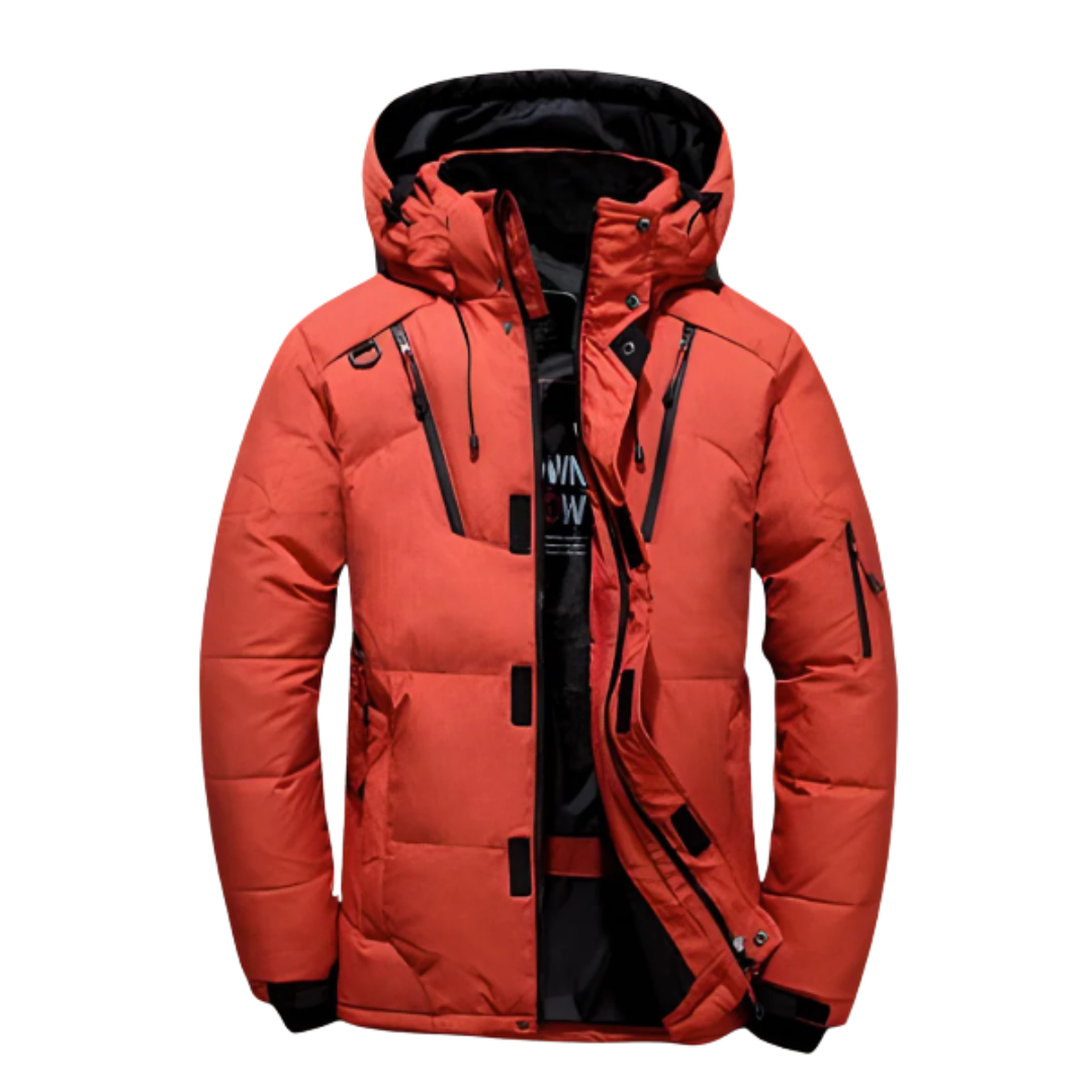 Men's Goose Down Puffer Jacket with Water Repellent Windproof Shell and Regular Fit